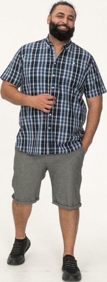 D555 Walsall Button Down Collar Short Sleeve Shirt Navy Shirt - Skjortor - Stora skjortor - 2XL-8XL