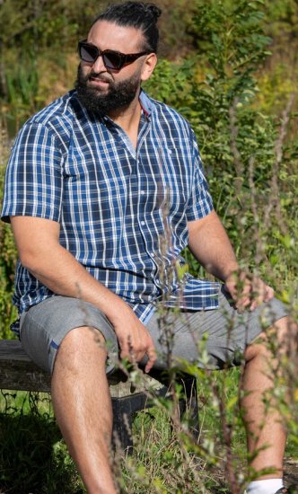 D555 Walsall Button Down Collar Short Sleeve Shirt Navy Shirt - Skjortor - Stora skjortor - 2XL-8XL