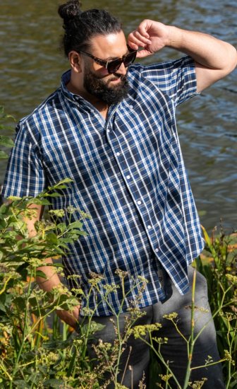 D555 Walsall Button Down Collar Short Sleeve Shirt Navy Shirt - Skjortor - Stora skjortor - 2XL-8XL