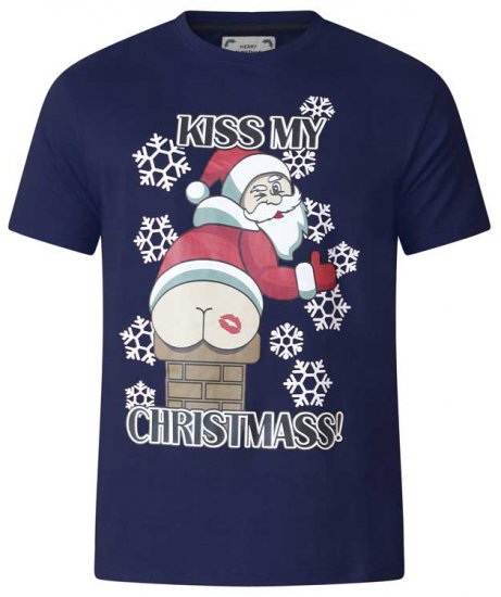 D555 Naughty X-mas T-shirt Navy - T-shirts - Stora T-shirts - 2XL-14XL
