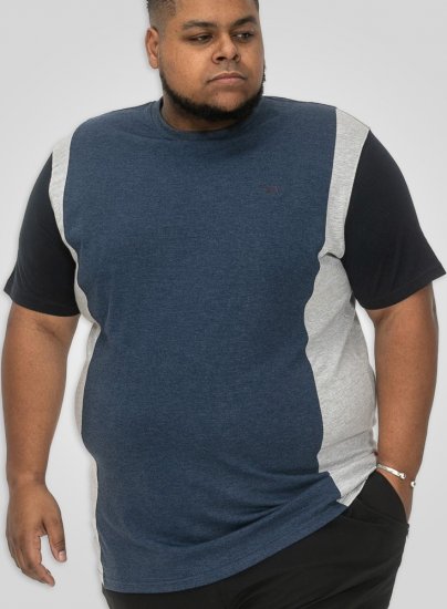 D555 Neath Cut And Sew Crew Neck T-Shirt Denim - T-shirts - Stora T-shirts - 2XL-14XL