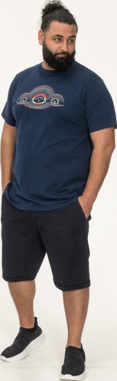 D555 Cheltenham Record With Reflection Printed T-shirt French Navy - T-shirts - Stora T-shirts - 2XL-14XL