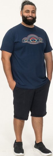 D555 Cheltenham Record With Reflection Printed T-shirt French Navy - T-shirts - Stora T-shirts - 2XL-14XL