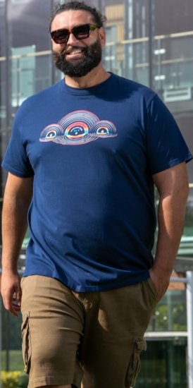 D555 Cheltenham Record With Reflection Printed T-shirt French Navy - T-shirts - Stora T-shirts - 2XL-14XL