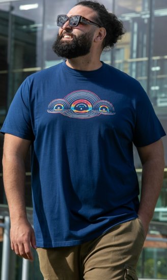 D555 Cheltenham Record With Reflection Printed T-shirt French Navy - T-shirts - Stora T-shirts - 2XL-14XL