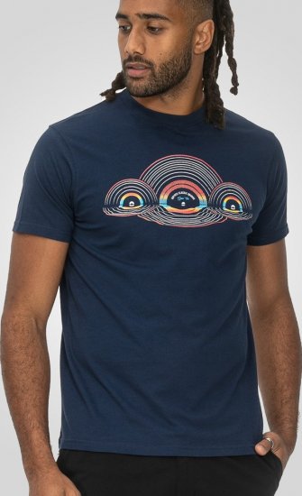 D555 Cheltenham Record With Reflection Printed T-shirt French Navy - T-shirts - Stora T-shirts - 2XL-14XL