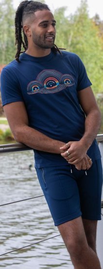 D555 Cheltenham Record With Reflection Printed T-shirt French Navy - T-shirts - Stora T-shirts - 2XL-14XL