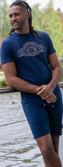 D555 Cheltenham Record With Reflection Printed T-shirt French Navy - T-shirts - Stora T-shirts - 2XL-14XL