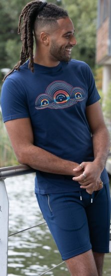 D555 Cheltenham Record With Reflection Printed T-shirt French Navy - T-shirts - Stora T-shirts - 2XL-14XL