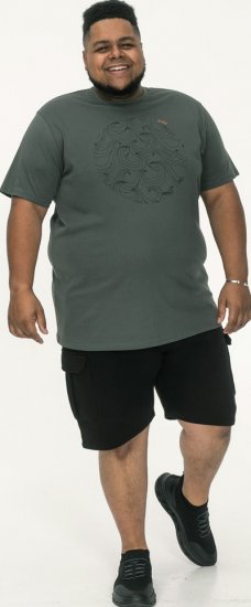 D555 Poole Circle Wave Printed Crew Neck T-shirt Khaki - T-shirts - Stora T-shirts - 2XL-14XL