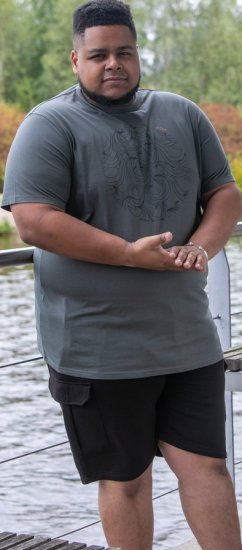 D555 Poole Circle Wave Printed Crew Neck T-shirt Khaki - T-shirts - Stora T-shirts - 2XL-14XL