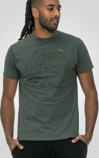 D555 Poole Circle Wave Printed Crew Neck T-shirt Khaki - T-shirts - Stora T-shirts - 2XL-14XL