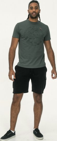 D555 Poole Circle Wave Printed Crew Neck T-shirt Khaki - T-shirts - Stora T-shirts - 2XL-14XL