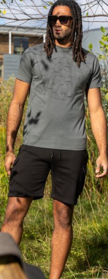 D555 Poole Circle Wave Printed Crew Neck T-shirt Khaki - T-shirts - Stora T-shirts - 2XL-14XL