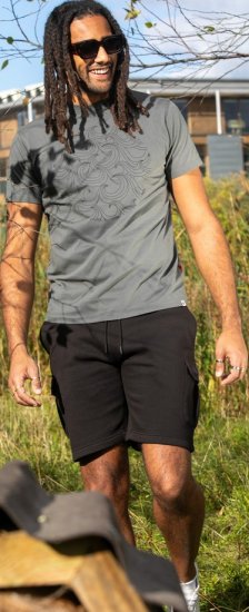 D555 Poole Circle Wave Printed Crew Neck T-shirt Khaki - T-shirts - Stora T-shirts - 2XL-14XL