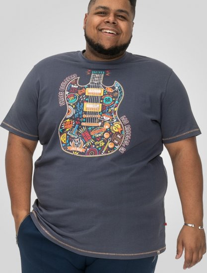 D555 Stockport Multi Coloured Guitar Printed T-Shirt Denim - T-shirts - Stora T-shirts - 2XL-14XL