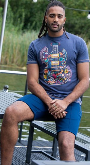 D555 Stockport Multi Coloured Guitar Printed T-Shirt Denim - T-shirts - Stora T-shirts - 2XL-14XL