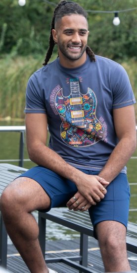 D555 Stockport Multi Coloured Guitar Printed T-Shirt Denim - T-shirts - Stora T-shirts - 2XL-14XL
