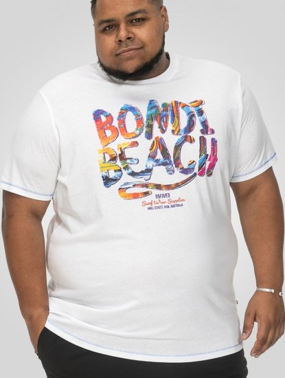 D555 SYDNEY Multi Coloured Bondi Beach Printed T-Shirt White - T-shirts - Stora T-shirts - 2XL-14XL
