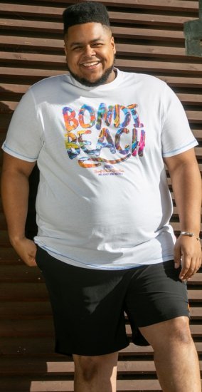 D555 SYDNEY Multi Coloured Bondi Beach Printed T-Shirt White - T-shirts - Stora T-shirts - 2XL-14XL