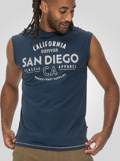 D555 Havant San Diego Printed Sleeveless T-Shirt French Navy - T-shirts - Stora T-shirts - 2XL-14XL