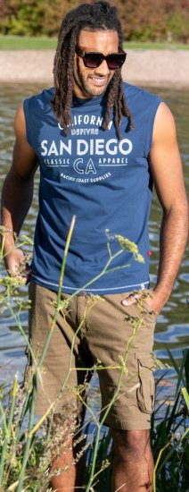 D555 Havant San Diego Printed Sleeveless T-Shirt French Navy - T-shirts - Stora T-shirts - 2XL-14XL