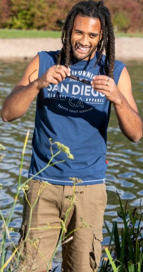 D555 Havant San Diego Printed Sleeveless T-Shirt French Navy - T-shirts - Stora T-shirts - 2XL-14XL