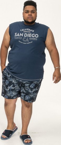 D555 Havant San Diego Printed Sleeveless T-Shirt French Navy - T-shirts - Stora T-shirts - 2XL-14XL