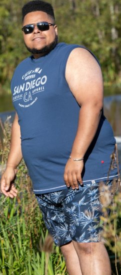 D555 Havant San Diego Printed Sleeveless T-Shirt French Navy - T-shirts - Stora T-shirts - 2XL-14XL