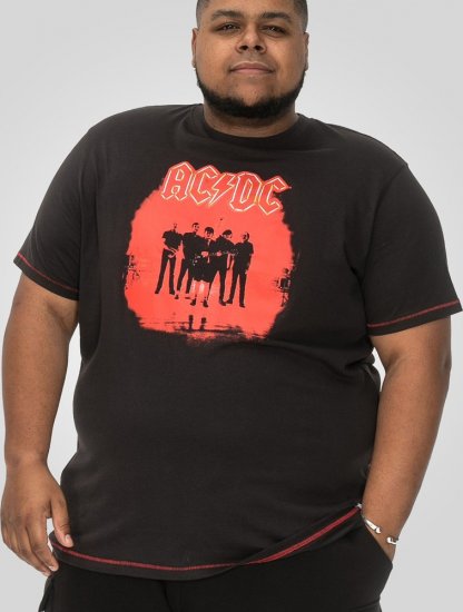 D555 Uxbridge Official AC/DC Band Printed Crew Neck T-Shirt Washed Black TALL SIZES - HERRKLÄDER MT-6XLT - Kläder för långa män