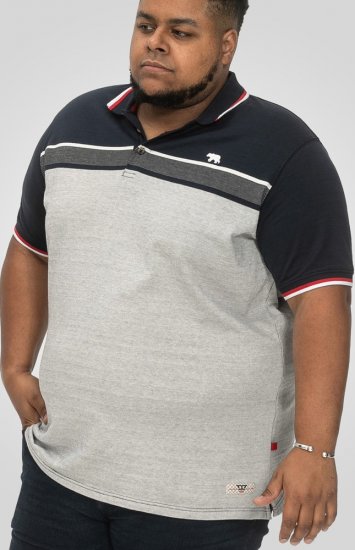 D555 Tipton Stripe Jacquard Short Sleeve Polo Navy - Pikétröjor - Stora pikétröjor - 2XL-8XL