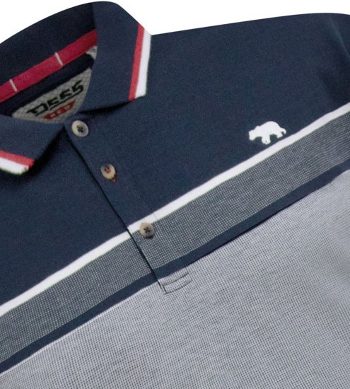 D555 Tipton Stripe Jacquard Short Sleeve Polo Navy - Pikétröjor - Stora pikétröjor - 2XL-8XL