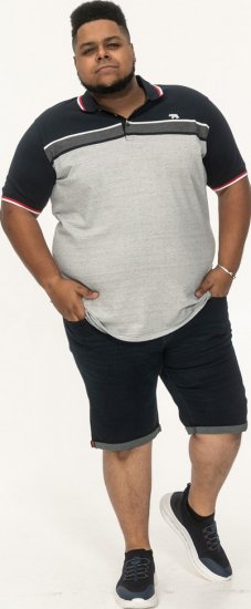 D555 Tipton Stripe Jacquard Short Sleeve Polo Navy - Pikétröjor - Stora pikétröjor - 2XL-8XL