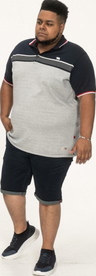 D555 Tipton Stripe Jacquard Short Sleeve Polo Navy - Pikétröjor - Stora pikétröjor - 2XL-8XL