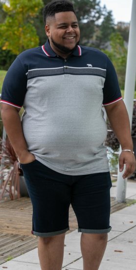 D555 Tipton Stripe Jacquard Short Sleeve Polo Navy - Pikétröjor - Stora pikétröjor - 2XL-8XL