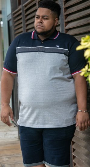 D555 Tipton Stripe Jacquard Short Sleeve Polo Navy - Pikétröjor - Stora pikétröjor - 2XL-8XL