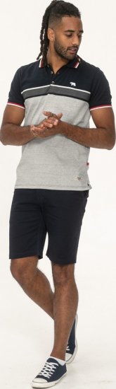 D555 Tipton Stripe Jacquard Short Sleeve Polo Navy - Pikétröjor - Stora pikétröjor - 2XL-8XL