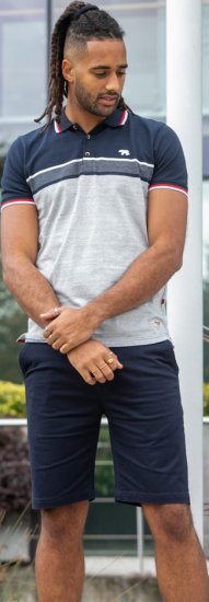 D555 Tipton Stripe Jacquard Short Sleeve Polo Navy - Pikétröjor - Stora pikétröjor - 2XL-8XL