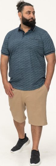 D555 Woolwich AOP Polo Shirt With Ribbed Collar Blue - Pikétröjor - Stora pikétröjor - 2XL-8XL