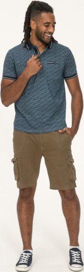 D555 Woolwich AOP Polo Shirt With Ribbed Collar Blue - Pikétröjor - Stora pikétröjor - 2XL-8XL