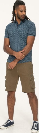 D555 Woolwich AOP Polo Shirt With Ribbed Collar Blue - Pikétröjor - Stora pikétröjor - 2XL-8XL