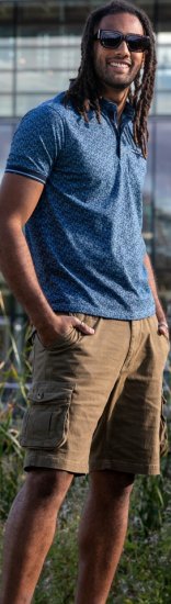 D555 Woolwich AOP Polo Shirt With Ribbed Collar Blue - Pikétröjor - Stora pikétröjor - 2XL-8XL