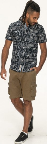 D555 Worthing Surf AOP Short Sleeve Button Down Collar Shirt Navy - Skjortor - Stora skjortor - 2XL-8XL