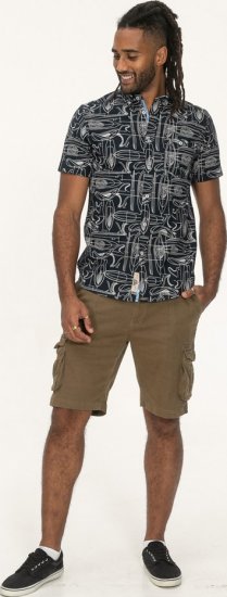 D555 Worthing Surf AOP Short Sleeve Button Down Collar Shirt Navy - Skjortor - Stora skjortor - 2XL-8XL