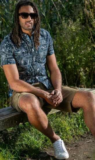 D555 Worthing Surf AOP Short Sleeve Button Down Collar Shirt Navy - Skjortor - Stora skjortor - 2XL-8XL