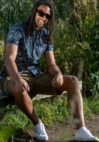 D555 Worthing Surf AOP Short Sleeve Button Down Collar Shirt Navy - Skjortor - Stora skjortor - 2XL-8XL