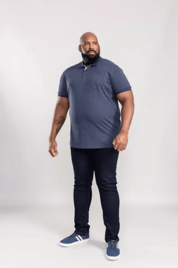 D555 Grant Polo Shirt Denim Blue - Pikétröjor - Stora pikétröjor - 2XL-8XL
