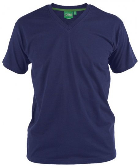 D555 Signature V-ringad T-shirt Mörkblå - T-shirts - Stora T-shirts - 2XL-14XL