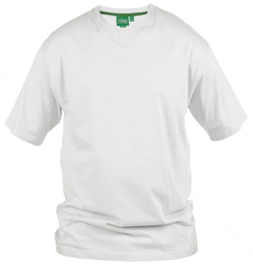 D555 Signature V-ringad T-shirt Vit - T-shirts - Stora T-shirts - 2XL-14XL