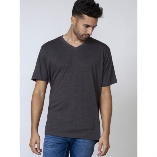 D555 Signature V-ringad T-shirt Charcoal - T-shirts - Stora T-shirts - 2XL-14XL